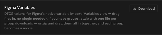 Figma Variables export card