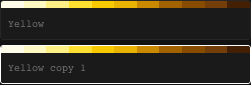 Ramp list showing two ramps named "Yellow" and "Yellow copy 1" after auto-renaming both