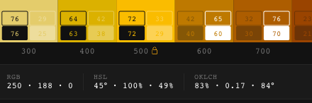 Close-up of the step labels with the small amber lock icon sitting next to step 500